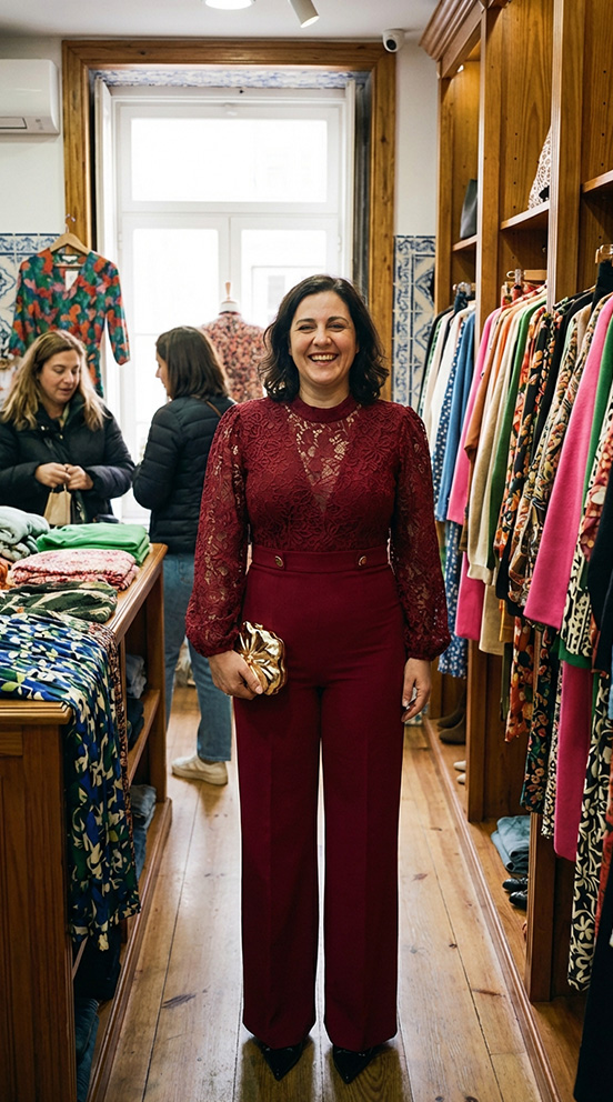 Cliente usando a roupa